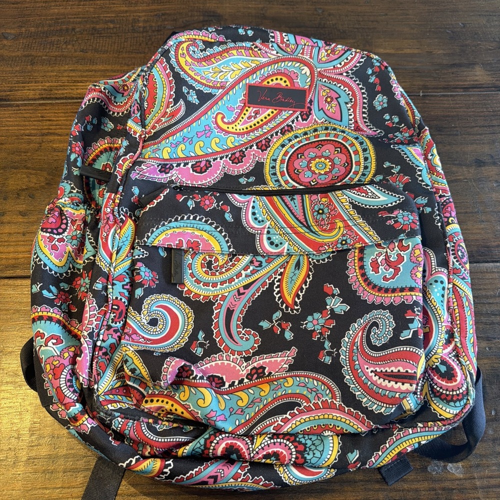 Vera Bradley Multicolor Paisley Water Resistant Backpack Travel School Laptop
